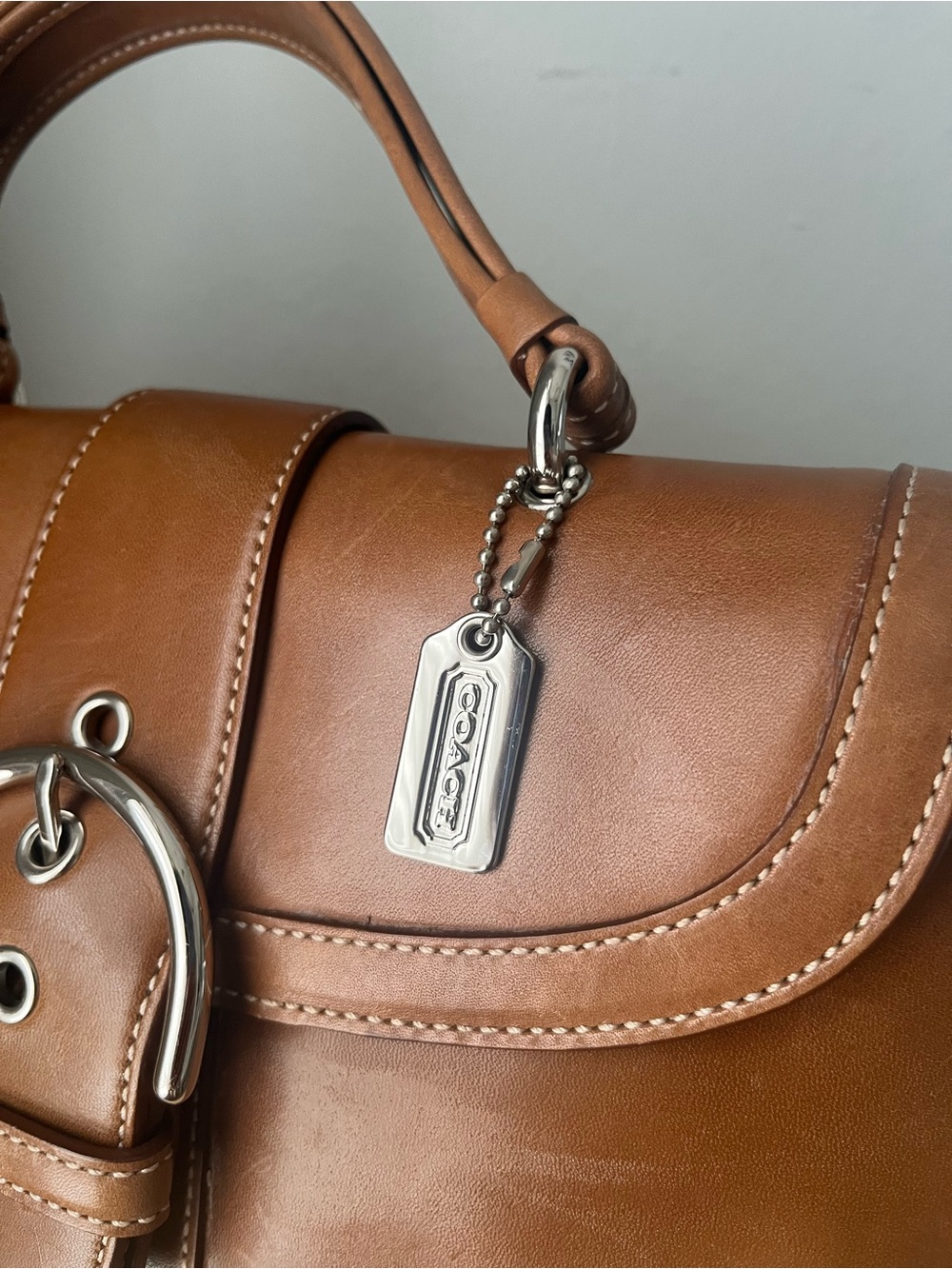 Vintage Coach Leather Soho Rare Tan Top Handle Hand Bag Purse - Picture 5 of 14